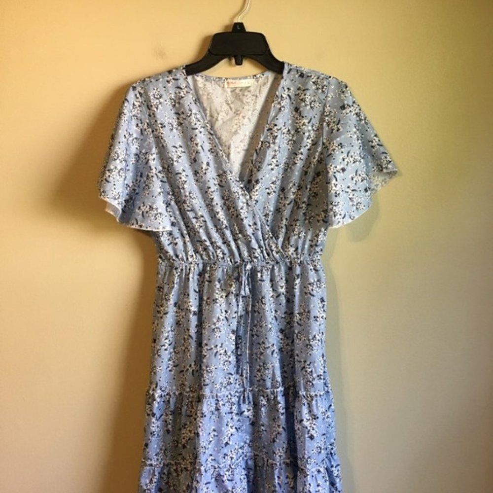 Romwe size‎ large 8-10 blue floral dress